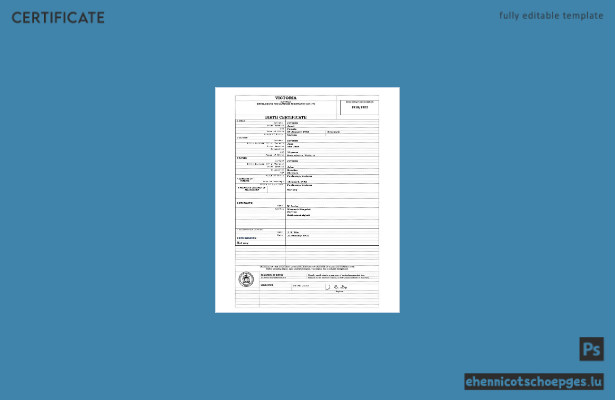 Australien, Victoria, Geburtsurkunde im Word-Format, Version 1, Beispielvorschau